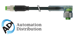 Murrelektronik 7000-88281-6500060 m8 male 0?? / m12 female 90?? led, pur 3x0.25 bk ul/csa+robot+drag chain 4m