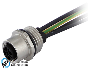 Murrelektronik 7000-P6291-9400050 m12 power s-coded female receptacle front mount, wires mppe 4x1.5 0,5m