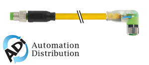 Murrelektronik 7000-88041-0301000 m8 male 0?? / m8 female 90?? led, pur 3x0.25 ye ul/csa+drag chain 10m