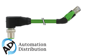 Murrelektronik 7000-44791-7960050 m12 male 90?? / rj45, 45?? left, shielded, ethernet, pur 2x2xawg22 shielded gn ul/csa+dragchain 0,5m