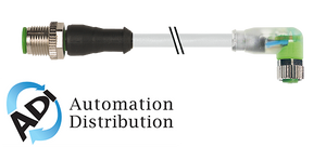 Murrelektronik 7000-40651-2311000 m12 male 0?? / m8 female 90?? led, pur 4x0.25 gy ul/csa+drag chain 10m