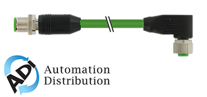 Murrelektronik 7000-46051-8020015 m12 male 0?? / m12 female 90?? shielded cube67, pur 20awg+22awg shielded gn ul/csa 0.15m