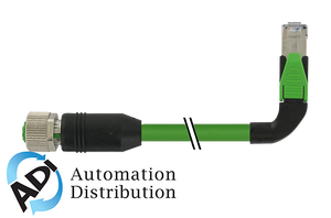 Murrelektronik 7000-44657-7960150 m12 female 0?? / rj45 90?? left shielded ethernet, pur 2x2xawg22 shielded gn ul/csa+dragchain 1,5m