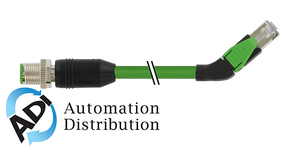 Murrelektronik 7000-44741-7960080 m12 male 0?? / rj45, 45?? left, shielded, ethernet, pur 2x2xawg22 shielded gn ul,csa+dragchain 0,8m