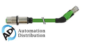 Murrelektronik 7000-44881-7940100 m12 fem. recept. d-cod. rm / rj45 male 45?? left, pur 2x2xawg22 shielded gn ul/csa 1m