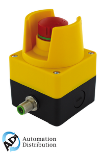 Murrelektronik 69042 emergency-stop pushbutton with 2 positive opening contacts, in a ip65 enclosure, with m12 connector 5 poles, release: twist left or right