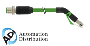Murrelektronik 7000-44731-7962000 m12 male 0?? / rj45, 45?? down, shielded, ethernet, pur 2x2xawg22 shielded gn ul/csa+dragchain 20m