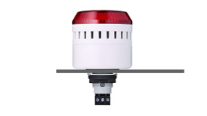 Sprecher + Schuh 814122404 M22 Panel Mount Signaling EDG 65mm Sounder and Beacon, Steady LED Red, 2 Tones, 85-103dB, 12V AC/DC, Gray IP65