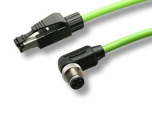 SensoPart CI L4MW/RJ45G-GS-1,5m-PUR Ethernet, cable, 1.5 m, M12, Angled Connector, 4pole / RJ45 shielded
