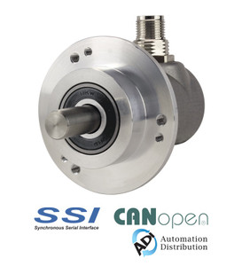 Encoder Products Company 58 mm multi-turn absolute shaft encoder with CANopen or SSI communication protocols