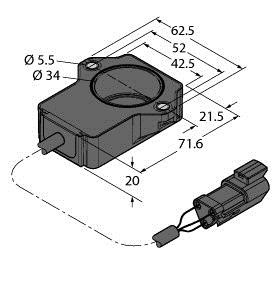 Turck Ri120P1-Qr20-Lu4X2-0.15-Dt04-3P Miniature Encoder, With Analog Output, Premium Line