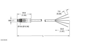 Turck Psgs 4M-5 Single-ended Cordset, Straight Male Connector