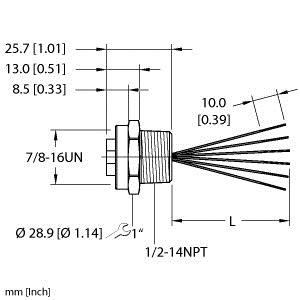Turck Rkf 68-0.6M/Npt Single-ended Receptacle, Female Receptacle Turck Rkf 68-0.6M/Npt Single-ended Receptacle, Female Receptacle