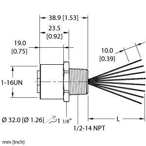 TURCK Rkf 86-0.3M/14.5/Npt W/Ln Receptacles U2-07996