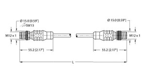 Turck Rssx Rssd 441-1.5M Fieldbus Cable, Extension Cable