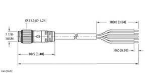 Turck Rsmcs 42-12M/S4000/Vfd Power Cable, Connection Cable