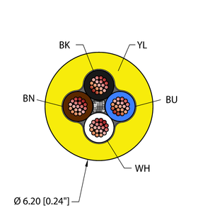 Turck Yel,Tpe,4X18,Awm,Fl20,Ctrack Bulk Cable RF50968