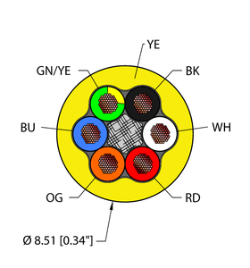 Turck Yel,Tpe,6X16,Awm,Fl20,Ctrack Bulk Cable RF51044