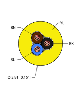 Turck Yel,Tpu,3X24,Awm Bulk Cable RF51254