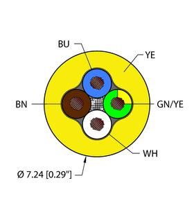 Turck Yel,Tpe,4X16,Awm,Fl20,Ctrack Bulk Cable RF51690