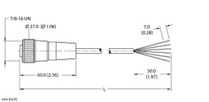 Turck Rkm 68A-8M Single-ended Cordset, Straight Female Connector