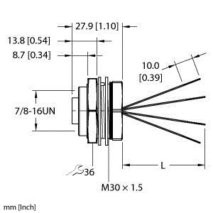 Turck Rkfp 40-3M Single-ended Receptacle, Female Receptacle Turck Rkfp 40-3M Single-ended Receptacle, Female Receptacle