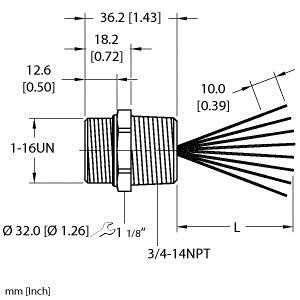 Turck Rsf 86-1M/14.75/Npt Single-ended Receptacle, Male Receptacle