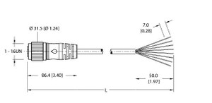 Turck Rkm 86-9M Single-ended Cordset, Straight Female Connector Turck Rkm 86-9M Single-ended Cordset, Straight Female Connector