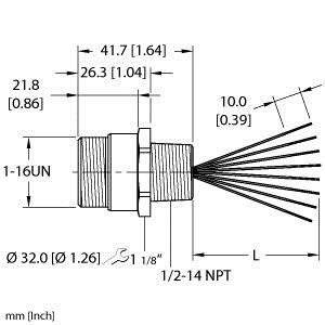 Turck Rsf 86-1.3M/14.5/Npt Single-ended Receptacle, Male Receptacle Turck Rsf 86-1.3M/14.5/Npt Single-ended Receptacle, Male Receptacle