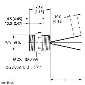 Turck Rsf 36-0.3M/Npt Single-ended Receptacle, Male Receptacle