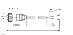 Turck Rkm 26-40M Single-ended Cordset, Straight Female Connector