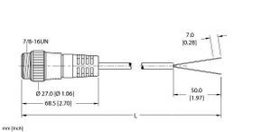 Turck Rsm 26-30M Single-ended Cordset, Straight Male Connector Turck Rsm 26-30M Single-ended Cordset, Straight Male Connector