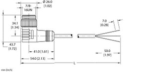 Turck Wsm 311-1M Single-ended Cordset, Right angle Male Connector