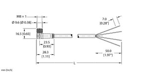 Turck Pkw 4M-P7X2-3/Sv Single-ended Cordset, Right angle Female Connector