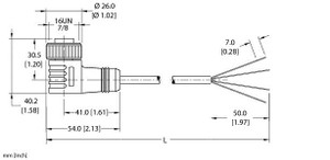 Turck Wkm 40-15M/S90 Single-ended Cordset, Right angle Female Connector Turck Wkm 40-15M/S90 Single-ended Cordset, Right angle Female Connector