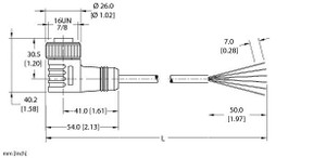 Turck Wkm 61-6M Single-ended Cordset, Right angle Female Connector Turck Wkm 61-6M Single-ended Cordset, Right angle Female Connector