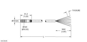 Turck Psg 6-0.22/S90/S618 Single-ended Cordset, Straight Male Connector Turck Psg 6-0.22/S90/S618 Single-ended Cordset, Straight Male Connector