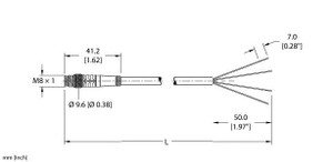 Turck Psg 4M-2/S90/S653 Single-ended Cordset, Straight Male Connector Turck Psg 4M-2/S90/S653 Single-ended Cordset, Straight Male Connector