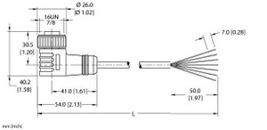 Turck Wkm 61-2M/S739 Single-ended Cordset, Right angle Female Connector