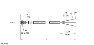 Turck Pkg 3M-3/S1587 Single-ended Cordset, Straight Female Connector Turck Pkg 3M-3/S1587 Single-ended Cordset, Straight Female Connector