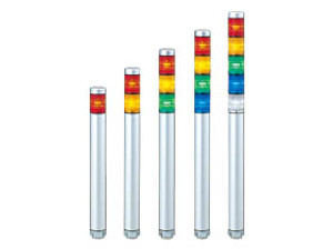 Patlite MP-102C-X Continuous light, NPN & PNP open collector compatible, 220mm long body, 4-pin male M12 connector, silver body. 1-tier.