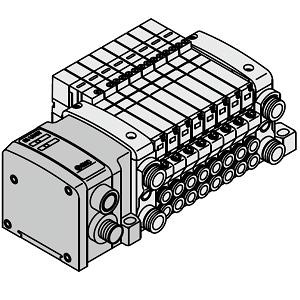 SMC VV5QC11-10C6SDA3N VQC1000 Series 5 Port Solenoid Valve Base Mounted Plug-in Unit S Kit (Serial Transmission