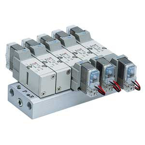 SMC VV5F3-40-042-02F VF3000/5000 Series, Pilot Operated 5 Port Solenoid Valve, Manifold, Base Mounted, Common exhaust