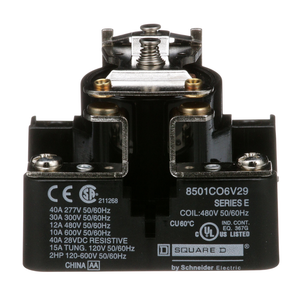 Schneider Electric 8501CO6V29 Relay 600Vac 10Amp Type C +Options Schneider Electric 8501CO6V29 Relay 600Vac 10Amp Type C +Options