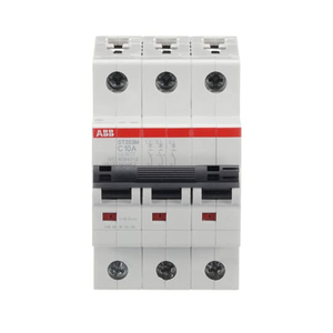 ABB ST203M-C10 3-Pole Miniature Circuit Breaker, 10A, C-Curve, 10kA Breaking Capacity - UL1077 Certified ABB ST203M-C10 3-Pole Miniature Circuit Breaker, 10A, C-Curve, 10kA Breaking Capacity - UL1077 Certified