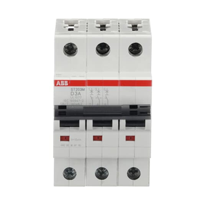 ABB ST203M-D3 3-Pole Miniature Circuit Breaker, 3A, D-Curve, UL1077 Certified High-Performance Overload and Short Circuit Protection for Residential and Commercial Applications ABB ST203M-D3 3-Pole Miniature Circuit Breaker, 3A, D-Curve, UL1077 Certified High-Performance Overload and Short Circuit Protection for Residential and Commercial Applications