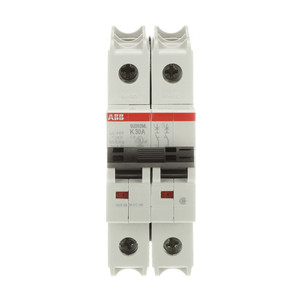 ABB SU202ML-K30 2-Pole Miniature Circuit Breaker, 30A, UL 489 Certified High Inrush Current Protection with K-Characteristic Curve ABB SU202ML-K30 2-Pole Miniature Circuit Breaker, 30A, UL 489 Certified High Inrush Current Protection with K-Characteristic Curve
