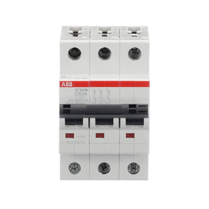 ABB ST203M-C63 3-Pole Miniature Circuit Breaker, 63A, C-Curve, UL1077 Compliant Ideal for Industrial and Commercial Applications ABB ST203M-C63 3-Pole Miniature Circuit Breaker, 63A, C-Curve, UL1077 Compliant Ideal for Industrial and Commercial Applications