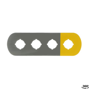 ABB MA6-1008 Four seat legend plate in silver-grey aluminum with 1 pos in yellow for plastic enclosure