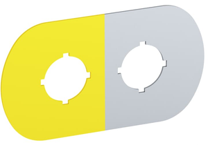 ABB MA6-1006 Two seat legend plate in silver-grey aluminum with 1 pos in yellow for plastic enclosure